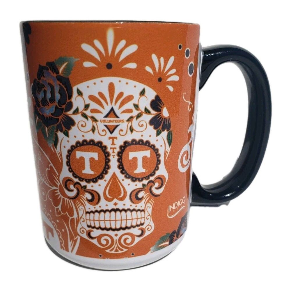 Tennessee Volunteers VOLS coffee Mug Cup Orange White NCAA UT Day Of The Dead